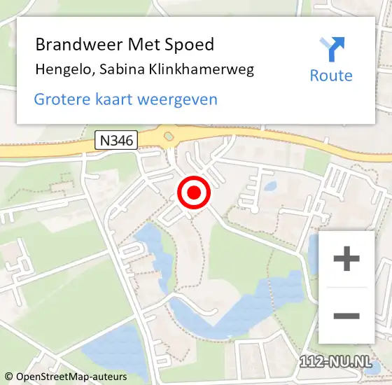 Locatie op kaart van de 112 melding: Brandweer Met Spoed Naar Hengelo, Sabina Klinkhamerweg op 22 augustus 2021 16:28