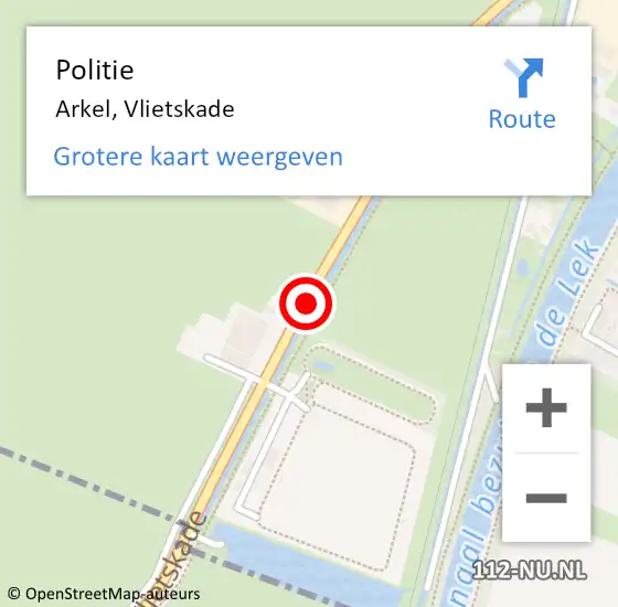 Locatie op kaart van de 112 melding: Politie Arkel, Vlietskade op 20 juni 2014 14:04