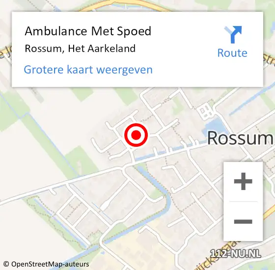 Locatie op kaart van de 112 melding: Ambulance Met Spoed Naar Rossum, Het Aarkeland op 22 augustus 2021 17:00