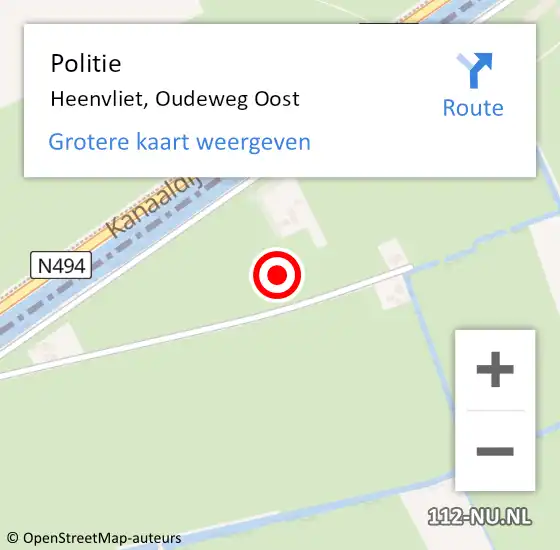 Locatie op kaart van de 112 melding: Politie Heenvliet, Oudeweg Oost op 22 augustus 2021 17:23