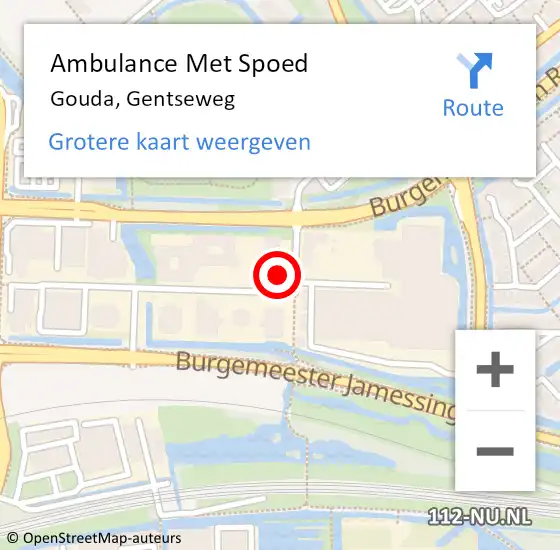 Locatie op kaart van de 112 melding: Ambulance Met Spoed Naar Gouda, Gentseweg op 22 augustus 2021 17:31