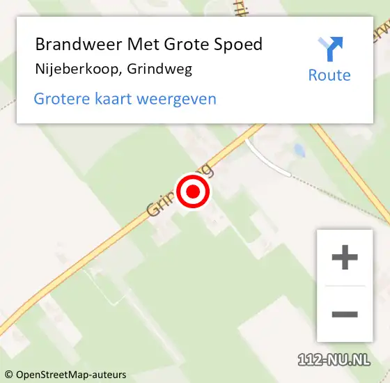 Locatie op kaart van de 112 melding: Brandweer Met Grote Spoed Naar Nijeberkoop, Grindweg op 22 augustus 2021 17:47