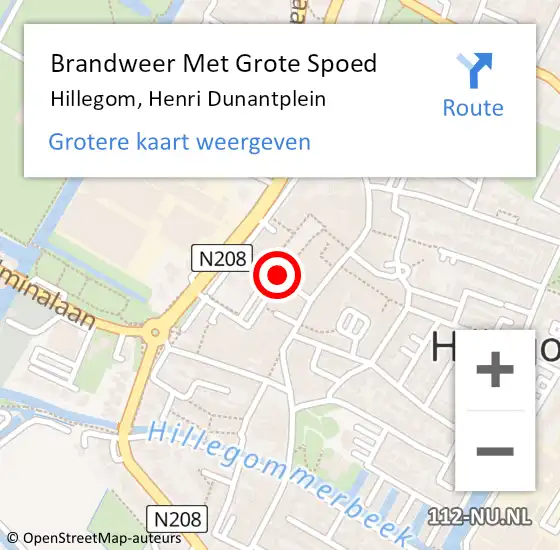 Locatie op kaart van de 112 melding: Brandweer Met Grote Spoed Naar Hillegom, Henri Dunantplein op 22 augustus 2021 17:53