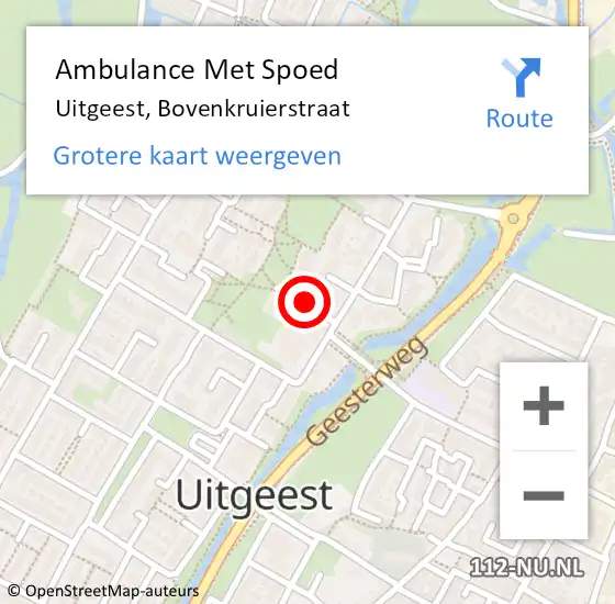 Locatie op kaart van de 112 melding: Ambulance Met Spoed Naar Uitgeest, Bovenkruierstraat op 22 augustus 2021 17:53