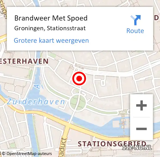 Locatie op kaart van de 112 melding: Brandweer Met Spoed Naar Groningen, Stationsstraat op 22 augustus 2021 17:53