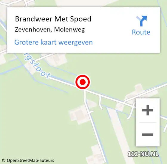 Locatie op kaart van de 112 melding: Brandweer Met Spoed Naar Zevenhoven, Molenweg op 22 augustus 2021 18:00