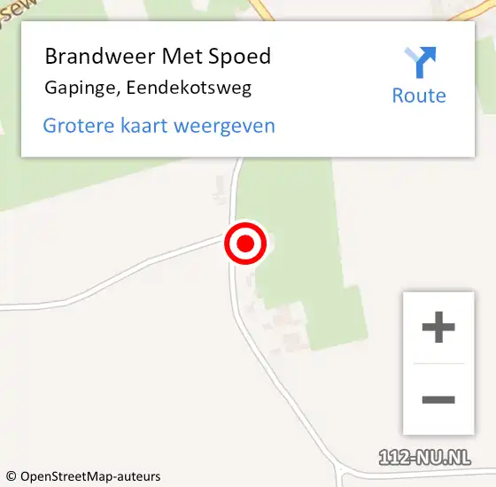 Locatie op kaart van de 112 melding: Brandweer Met Spoed Naar Gapinge, Eendekotsweg op 22 augustus 2021 18:17