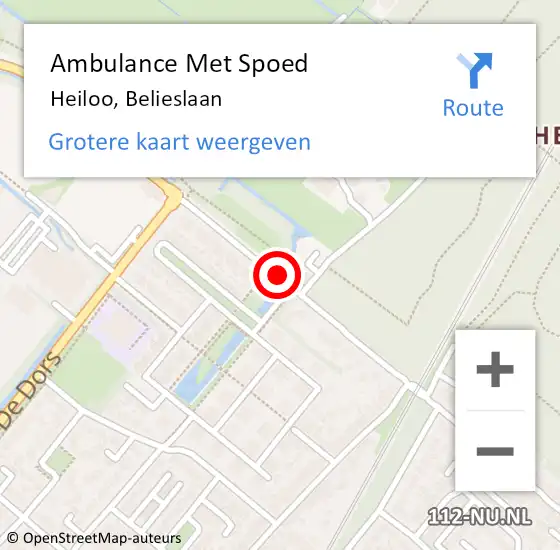 Locatie op kaart van de 112 melding: Ambulance Met Spoed Naar Heiloo, Belieslaan op 22 augustus 2021 18:29