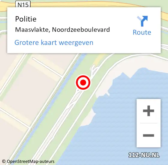 Locatie op kaart van de 112 melding: Politie Maasvlakte, Noordzeeboulevard op 22 augustus 2021 19:09