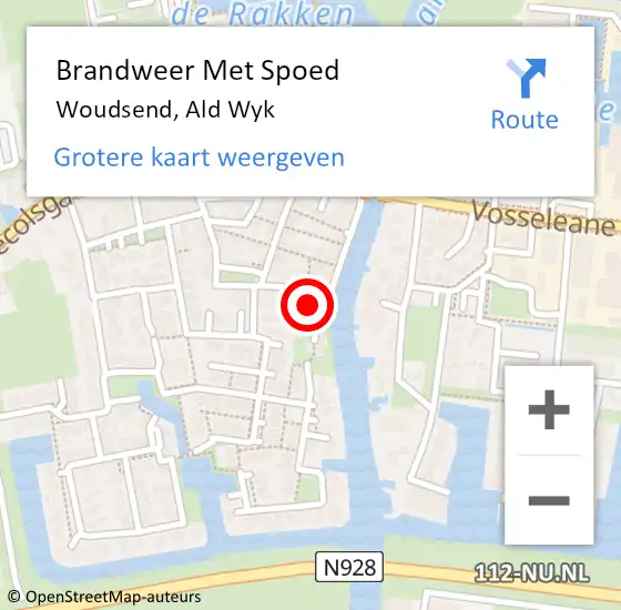 Locatie op kaart van de 112 melding: Brandweer Met Spoed Naar Woudsend, Ald Wyk op 22 augustus 2021 19:16