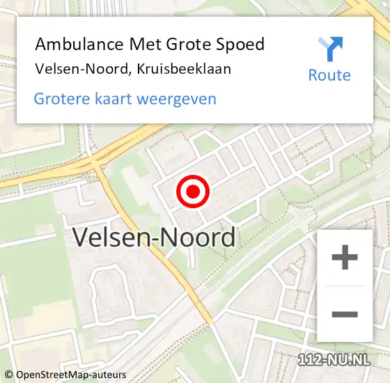 Locatie op kaart van de 112 melding: Ambulance Met Grote Spoed Naar Velsen-Noord, Kruisbeeklaan op 22 augustus 2021 19:50