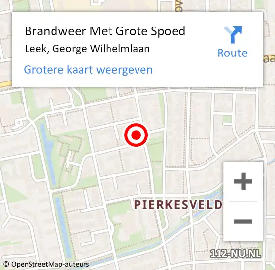 Locatie op kaart van de 112 melding: Brandweer Met Grote Spoed Naar Leek, George Wilhelmlaan op 20 juni 2014 14:19