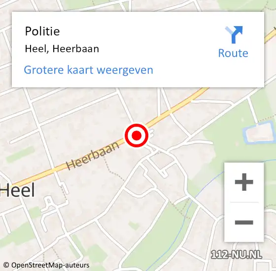 Locatie op kaart van de 112 melding: Politie Heel, Heerbaan op 22 augustus 2021 20:03