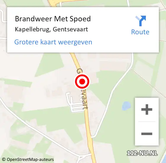 Locatie op kaart van de 112 melding: Brandweer Met Spoed Naar Kapellebrug, Gentsevaart op 22 augustus 2021 20:09