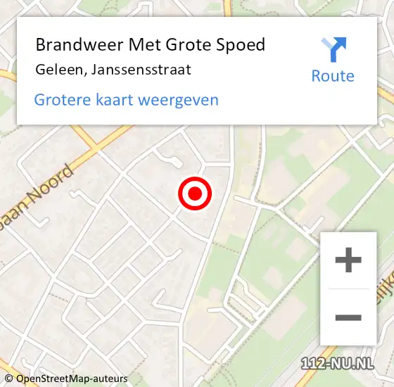 Locatie op kaart van de 112 melding: Brandweer Met Grote Spoed Naar Geleen, Janssensstraat op 22 augustus 2021 20:42