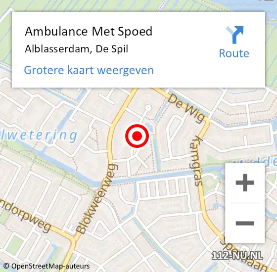Locatie op kaart van de 112 melding: Ambulance Met Spoed Naar Alblasserdam, De Spil op 22 augustus 2021 21:06