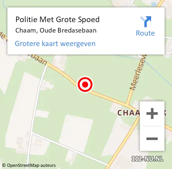 Locatie op kaart van de 112 melding: Politie Met Grote Spoed Naar Chaam, Oude Bredasebaan op 22 augustus 2021 21:14