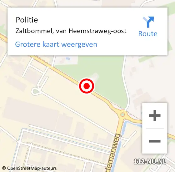 Locatie op kaart van de 112 melding: Politie Zaltbommel, van Heemstraweg-oost op 22 augustus 2021 21:15