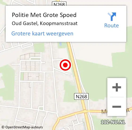 Locatie op kaart van de 112 melding: Politie Met Grote Spoed Naar Oud Gastel, Koopmansstraat op 22 augustus 2021 21:20