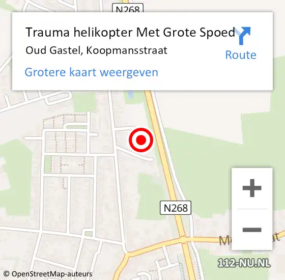 Locatie op kaart van de 112 melding: Trauma helikopter Met Grote Spoed Naar Oud Gastel, Koopmansstraat op 22 augustus 2021 21:21