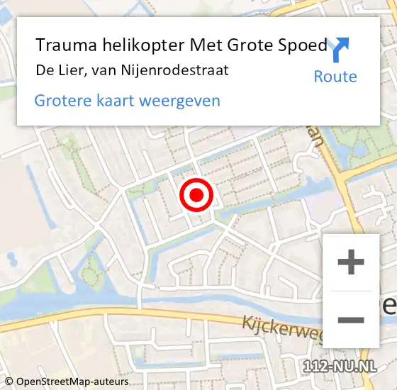 Locatie op kaart van de 112 melding: Trauma helikopter Met Grote Spoed Naar De Lier, van Nijenrodestraat op 22 augustus 2021 21:23