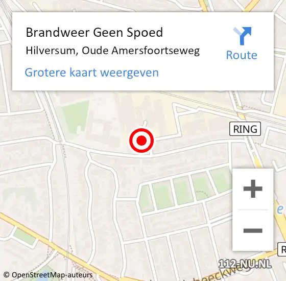 Locatie op kaart van de 112 melding: Brandweer Geen Spoed Naar Hilversum, Oude Amersfoortseweg op 22 augustus 2021 21:23