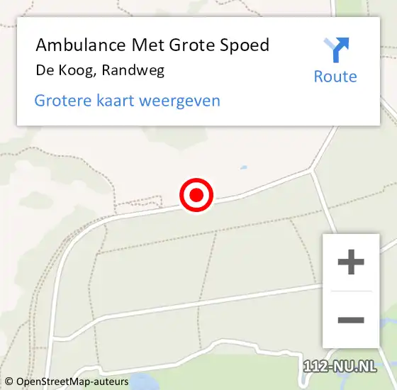 Locatie op kaart van de 112 melding: Ambulance Met Grote Spoed Naar De Koog, Randweg op 22 augustus 2021 21:46