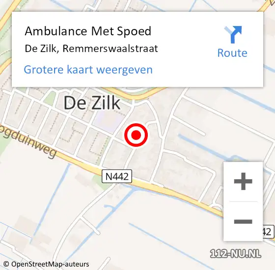 Locatie op kaart van de 112 melding: Ambulance Met Spoed Naar De Zilk, Remmerswaalstraat op 22 augustus 2021 22:45