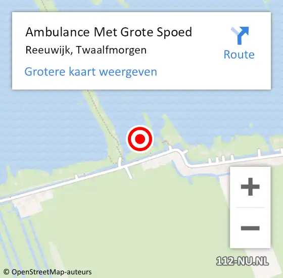 Locatie op kaart van de 112 melding: Ambulance Met Grote Spoed Naar Reeuwijk, Twaalfmorgen op 22 augustus 2021 22:54