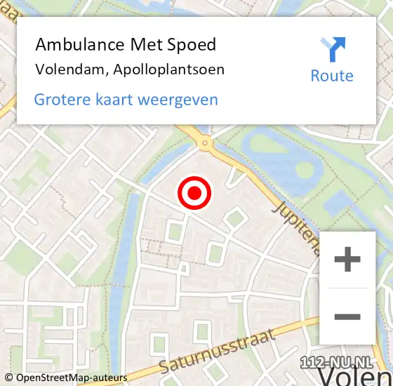 Locatie op kaart van de 112 melding: Ambulance Met Spoed Naar Volendam, Apolloplantsoen op 22 augustus 2021 23:20