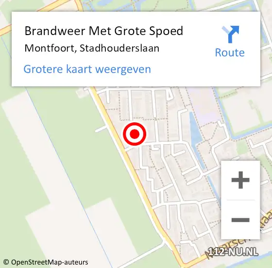 Locatie op kaart van de 112 melding: Brandweer Met Grote Spoed Naar Montfoort, Stadhouderslaan op 22 augustus 2021 23:29