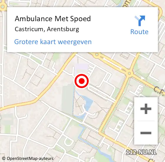 Locatie op kaart van de 112 melding: Ambulance Met Spoed Naar Castricum, Arentsburg op 22 augustus 2021 23:30