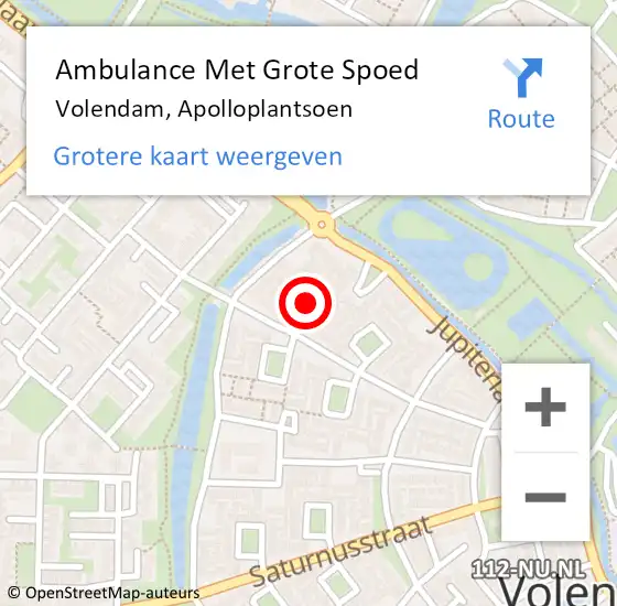 Locatie op kaart van de 112 melding: Ambulance Met Grote Spoed Naar Volendam, Apolloplantsoen op 22 augustus 2021 23:36