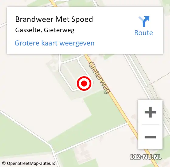 Locatie op kaart van de 112 melding: Brandweer Met Spoed Naar Gasselte, Gieterweg op 23 augustus 2021 00:13