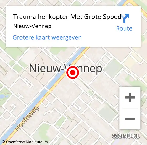 Locatie op kaart van de 112 melding: Trauma helikopter Met Grote Spoed Naar Nieuw-Vennep op 23 augustus 2021 00:31