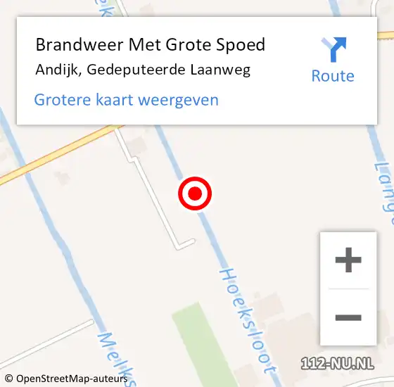 Locatie op kaart van de 112 melding: Brandweer Met Grote Spoed Naar Andijk, Gedeputeerde Laanweg op 23 augustus 2021 00:43