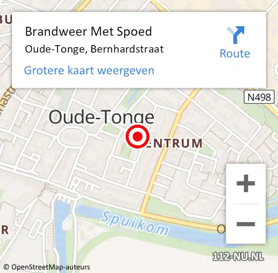 Locatie op kaart van de 112 melding: Brandweer Met Spoed Naar Oude-Tonge, Bernhardstraat op 23 augustus 2021 00:46