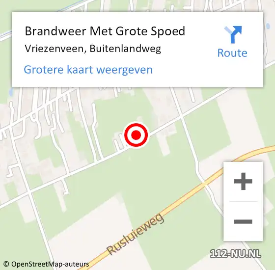 Locatie op kaart van de 112 melding: Brandweer Met Grote Spoed Naar Vriezenveen, Buitenlandweg op 23 augustus 2021 02:05