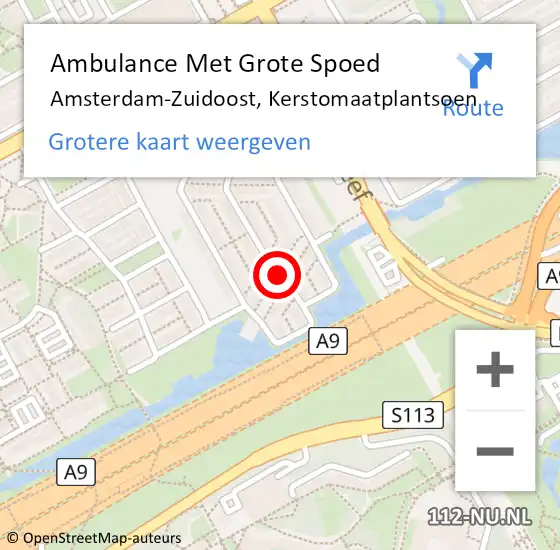 Locatie op kaart van de 112 melding: Ambulance Met Grote Spoed Naar Amsterdam-Zuidoost, Kerstomaatplantsoen op 23 augustus 2021 02:20