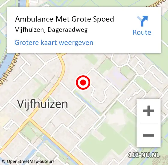 Locatie op kaart van de 112 melding: Ambulance Met Grote Spoed Naar Vijfhuizen, Dageraadweg op 23 augustus 2021 02:34