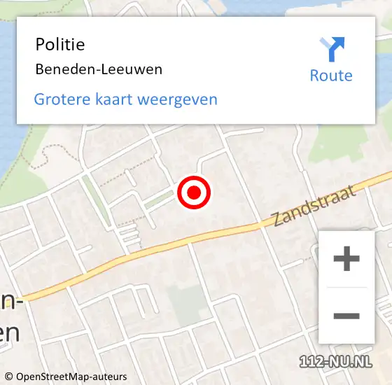 Locatie op kaart van de 112 melding: Politie Beneden-Leeuwen op 23 augustus 2021 03:16