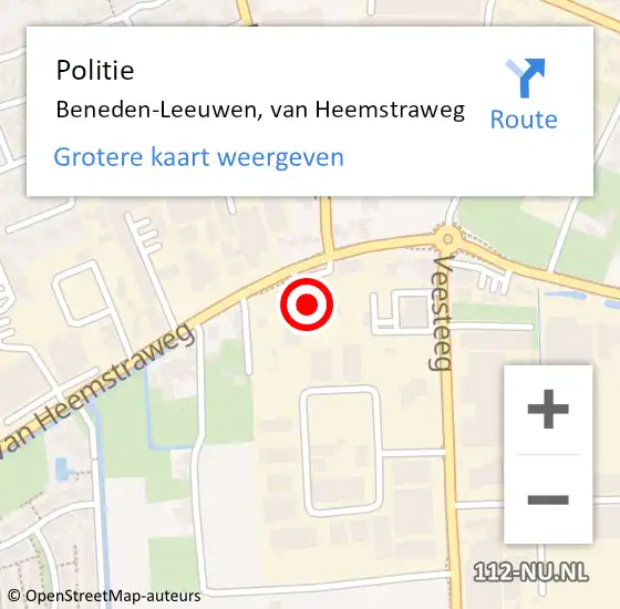 Locatie op kaart van de 112 melding: Politie Beneden-Leeuwen, van Heemstraweg op 23 augustus 2021 03:20