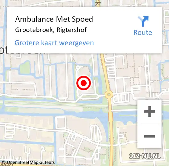 Locatie op kaart van de 112 melding: Ambulance Met Spoed Naar Grootebroek, Rigtershof op 23 augustus 2021 04:40