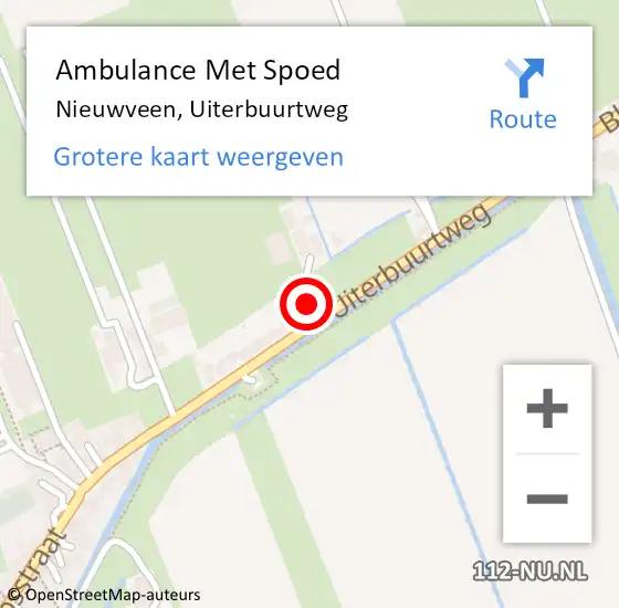 Locatie op kaart van de 112 melding: Ambulance Met Spoed Naar Nieuwveen, Uiterbuurtweg op 23 augustus 2021 05:05