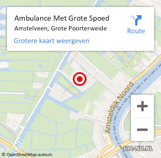 Locatie op kaart van de 112 melding: Ambulance Met Grote Spoed Naar Amstelveen, Grote Poorterweide op 23 augustus 2021 05:27