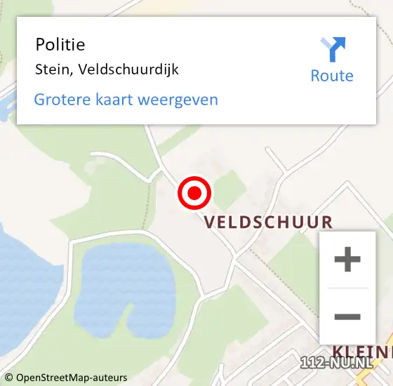 Locatie op kaart van de 112 melding: Politie Stein, Veldschuurdijk op 23 augustus 2021 06:21