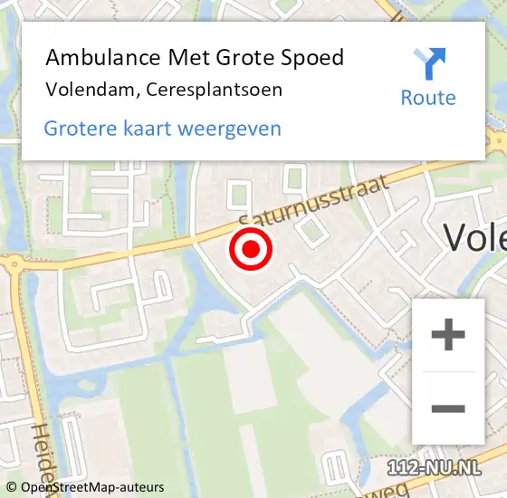 Locatie op kaart van de 112 melding: Ambulance Met Grote Spoed Naar Volendam, Ceresplantsoen op 23 augustus 2021 07:16