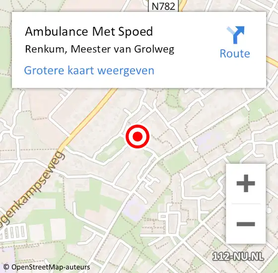 Locatie op kaart van de 112 melding: Ambulance Met Spoed Naar Renkum, Meester van Grolweg op 23 augustus 2021 07:34