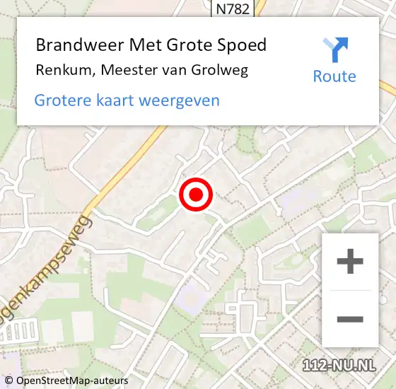 Locatie op kaart van de 112 melding: Brandweer Met Grote Spoed Naar Renkum, Meester van Grolweg op 23 augustus 2021 07:37