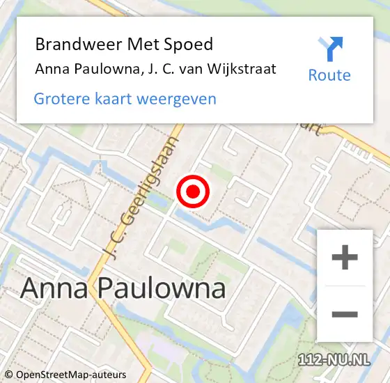 Locatie op kaart van de 112 melding: Brandweer Met Spoed Naar Anna Paulowna, J. C. van Wijkstraat op 23 augustus 2021 07:40